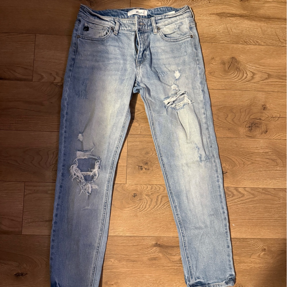 KanCan Light Blue Distressed Straight Leg Jeans